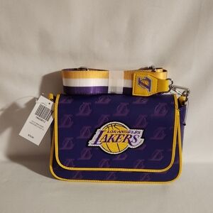 Loungefly Purple and Yellow Lakers Women's Crossbody Bag. NWT.
